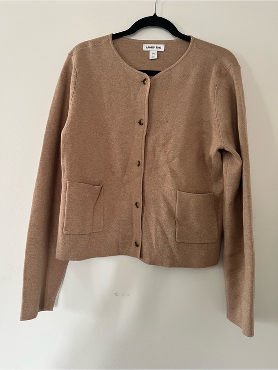 Lands' End Sweaters - Land's End 100% Cotton Camel Brown Button Up Cardigan Medium Quiet Luxury